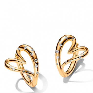 Pendientes de Aro Coraz&oacute;n Forma Org&aacute;nica con Gemas Engastadas 264664C01
