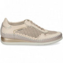 DEPORTIVO PICADO PESPUNTES PIEL BEIGE