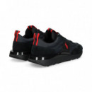 DEPORTIVO BANDA ROJO ANTE+NYLON NEGRO