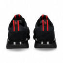 DEPORTIVO BANDA ROJO ANTE+NYLON NEGRO