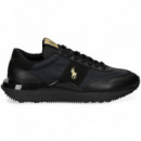 DEPORTIVO BANDA ORO PIEL+NYLON NEGRO