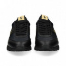 DEPORTIVO BANDA ORO PIEL+NYLON NEGRO
