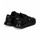 DEPORTIVO BANDA ORO PIEL+NYLON NEGRO
