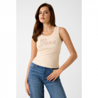 Camiseta Guess sin mangas logo strass