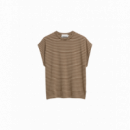 Camisetas Mujer Camiseta ARMEDANGELS Slub Stripe Sand Stone / Dried Palm