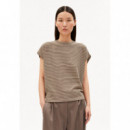 Camisetas Mujer Camiseta ARMEDANGELS Slub Stripe Sand Stone / Dried Palm