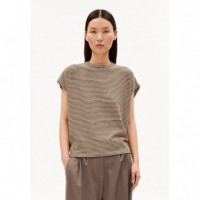 Camisetas Mujer Camiseta ARMEDANGELS Slub Stripe Sand Stone / Dried Palm