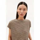 Camisetas Mujer Camiseta ARMEDANGELS Slub Stripe Sand Stone / Dried Palm