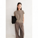 Camisetas Mujer Camiseta ARMEDANGELS Slub Stripe Sand Stone / Dried Palm