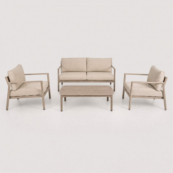 Conjunto Lounge Sossego para Exterior de Aluminio Efecto Madera con Mesa de Centro Incluida Terrazza Collection®  TERRAZZA COLLE