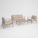 Conjunto Lounge Sossego para Exterior de Aluminio Efecto Madera con Mesa de Centro Incluida Terrazza Collection®  TERRAZZA COLLE