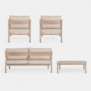 Conjunto Lounge Sossego para Exterior de Aluminio Efecto Madera con Mesa de Centro Incluida Terrazza Collection®  TERRAZZA COLLE