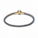 Pandora Pulsera de cadena trenzada con cordón azul 563816C02