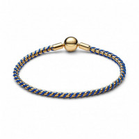 PANDORA Pulsera de Cadena Trenzada con Cordón Azul 563816C02