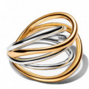 Anillo Bandas Entrelazadas Doble en Dos Tonos 164673C00
