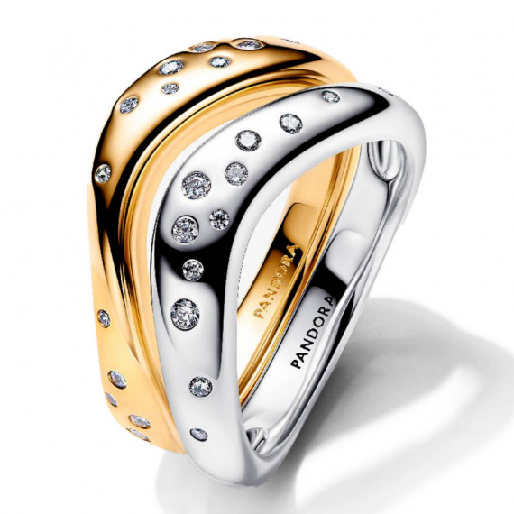 Anillos Combinables Forma Orgánica en Dos Tonos 164674C01