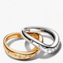 Anillos Combinables Forma Orgánica en Dos Tonos 164674C01