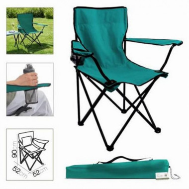 Silla de Camping Plegable 52x52x90cm Turquesa