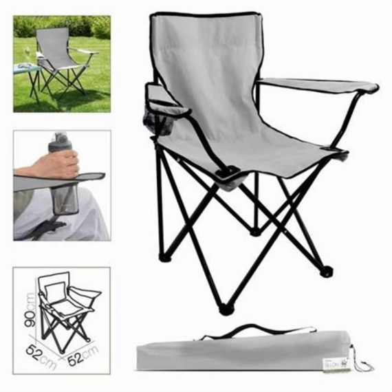 Silla de Camping Plegable Ico Gris Claro 52x52x90cm