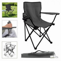 Silla de Camping Plegable Gris Oscuro 52X52X90CM con Portavasos
