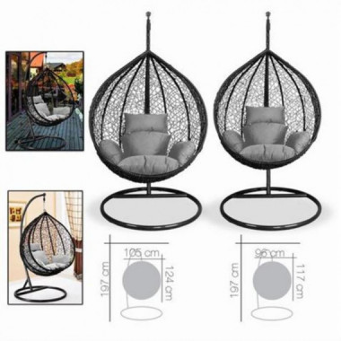 Set de 2 Balancines de Mimbre Antracita Urban Living