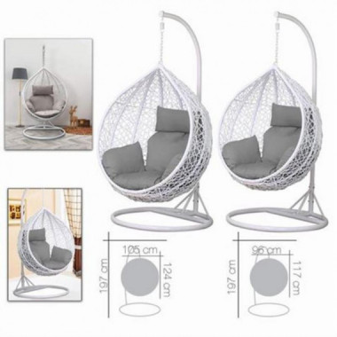 Set de 2 Balancines de Jard&iacute;n Urban Living Mimbre Blanco 105 cm