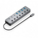 Hub Aisens USB-C 3.2 a 4 USB-A, 3 USB-C y 1 USB-C PD (ASUC-8P044-GR)