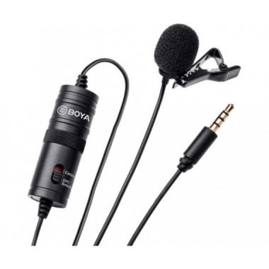 Micr&oacute;fono Lavalier Boya BY-M1 Omnidireccional Jack 3.5mm para Smartphone DSLR PC (Cable 6m)