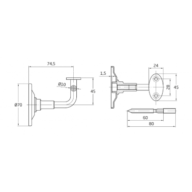 Soporte Pasamanos Inox - Modelo 25