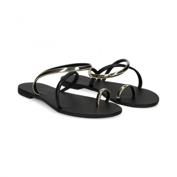ESCLAVA TIRA EMPEINE NEGRO+ORO