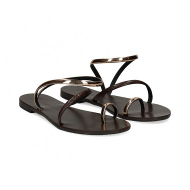 ESCLAVA TIRA EMPEINE MARRON+BRONCE
