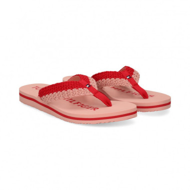 FLIP FLOP CROCHET ROSA+ROJO