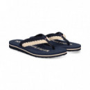 FLIP FLOP CROCHET BLANCO+AZUL