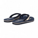 FLIP FLOP CROCHET BLANCO+AZUL