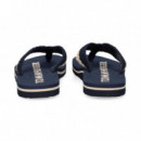 FLIP FLOP CROCHET BLANCO+AZUL