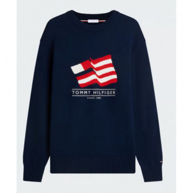 TOMMY HILFIGER - RWB CREW NECK SWEATER - DCC - F|MW0MW43386/DCC
