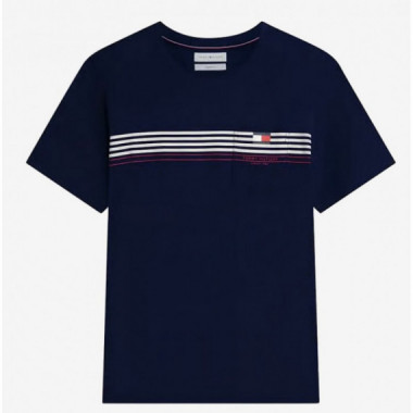 TOMMY HILFIGER - RWB PLACED STRIPE REG TEE - DCC - F|MW0MW43389/DCC