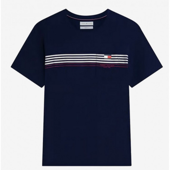 TOMMY HILFIGER - RWB PLACED STRIPE REG TEE - DCC - F|MW0MW43389/DCC