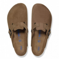 Calzado Zuecos BIRKENSTOCK Boston Suede Leather Dark Tea Tonal Plantilla Blanda