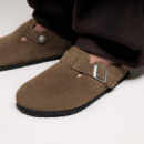 Calzado Zuecos BIRKENSTOCK Boston Suede Leather Dark Tea Tonal Plantilla Blanda