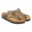 Calzado BIRKENSTOCK Gizeh Sintético en Syn Leo Gray Taupe