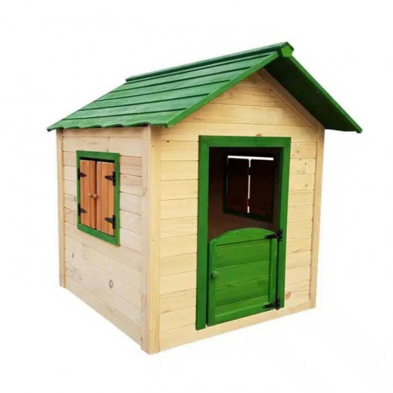 Casa Infantil Kela Madera Verde Decorada  ROBINCOOL