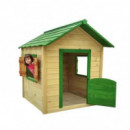 Casa Infantil Kela Madera Verde Decorada  ROBINCOOL