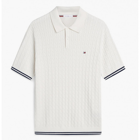 TOMMY HILFIGER - Cable Knitted S/s Polo - Z00 - F|MW0MW40701/Z00