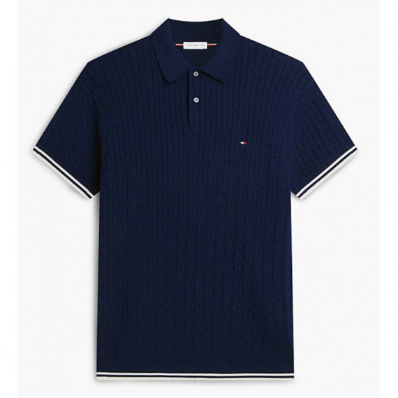 TOMMY HILFIGER - Cable Knitted S/s Polo - Dcc - F|MW0MW40701/DCC