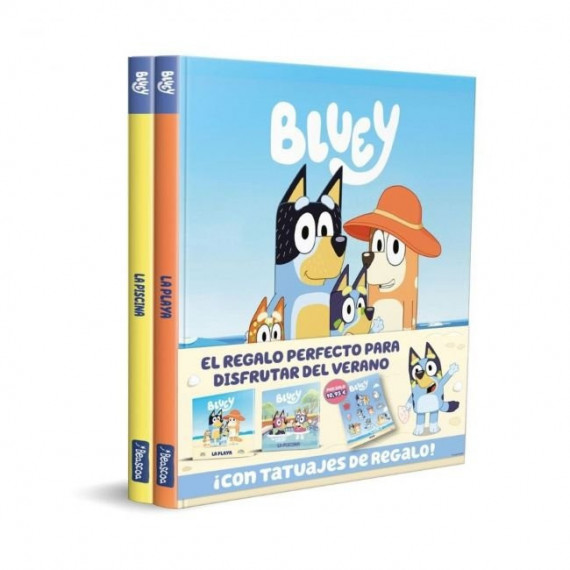 BLUEY UN CUENTO A LA PLAYA A LA PISCINA PACK CON DOS LIBROS