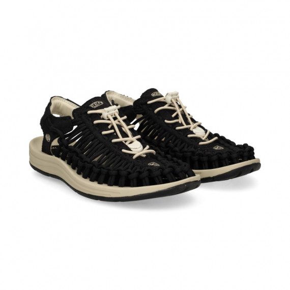 SANDALIA ENREJADA+CORDON BL+NEGRO