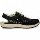 SANDALIA ENREJADA+CORDON BL+NEGRO