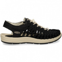 Sandalia Enrejada+cordon Bl+negro  KEEN