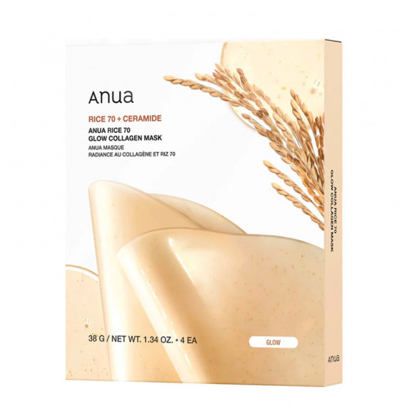 Rice 70 Glow Collagen Mask 4 uds. Mascarilla Facial Iluminadora - Glass Skin